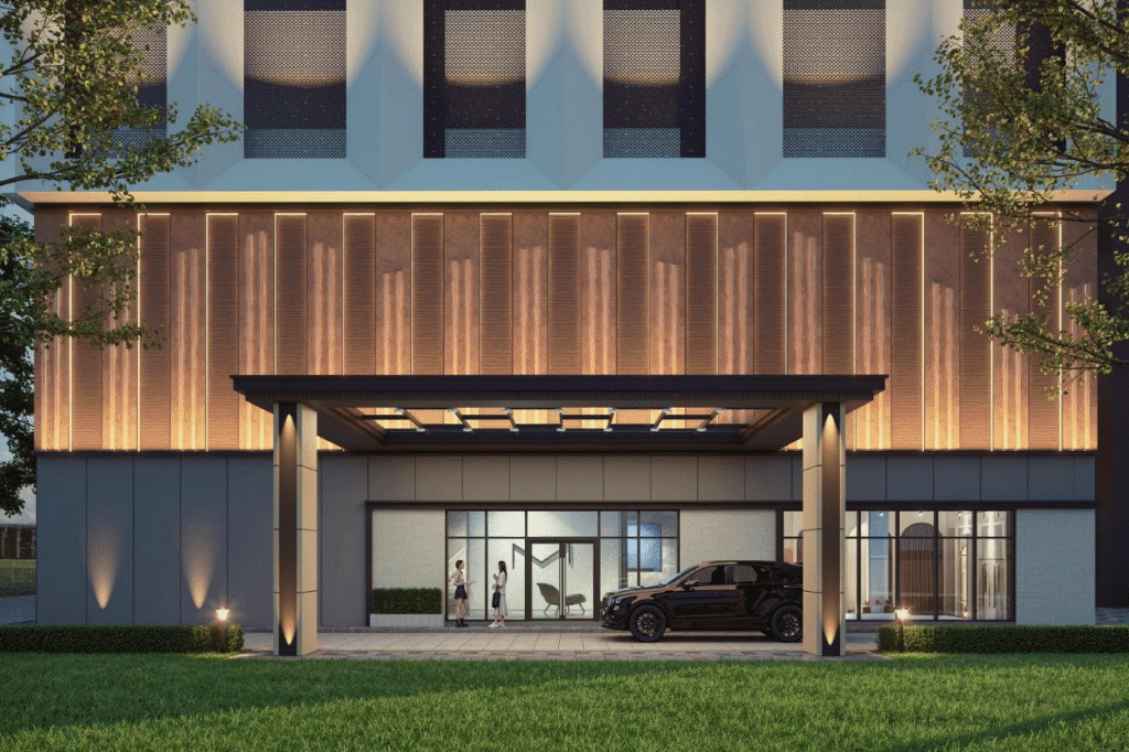 Lower ground floor drop-off entrance for Tower B1 (Brixton) at EXSIM’s Causewayz Square near CIQ Johor Bahru.